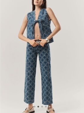 Damson Madder Drew Embroidered Cargo Jeans NWT | Size 4 | Blue